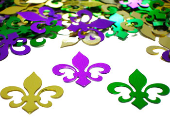 Fleur De Lis Confetti, Gold, Green and Purple by the pound or packet